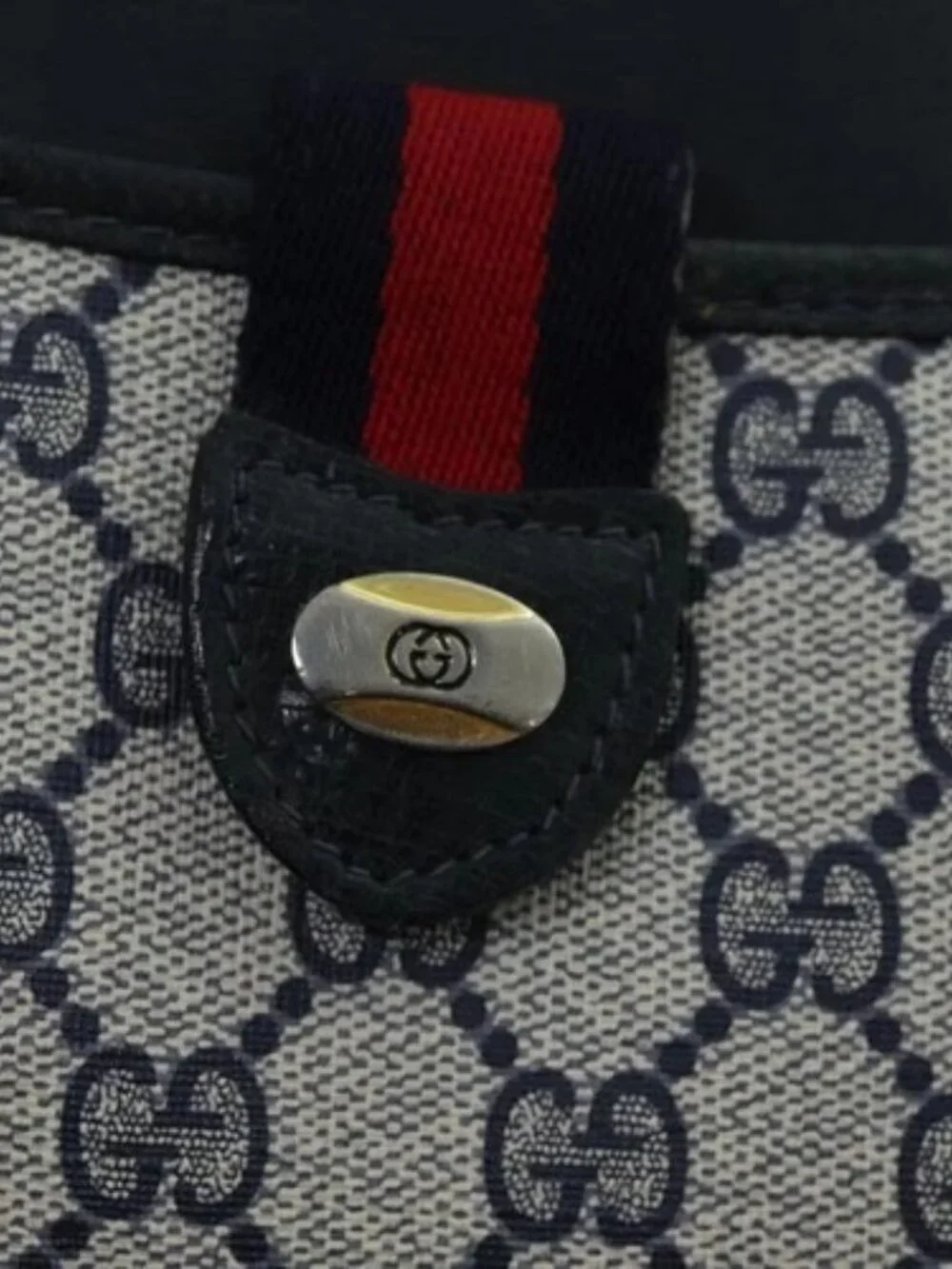 GUCCI GG Supreme Sherry Line Shoulder Bag PVC Navy Red 39 02 026 Auth ki4524 - Picture 13 of 16